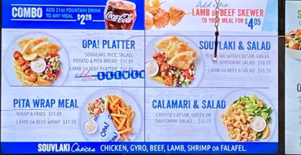 OPA! of Greece Latest Menu Prices